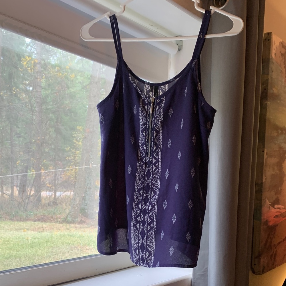 Women's Navy Blue Patterned Tank Top
